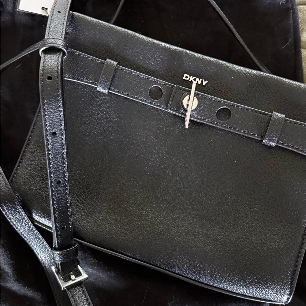 DKNY Black Textured Leather Bag